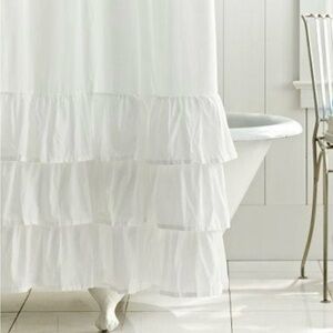 Pottery Barn White Tiered Shower Curtain